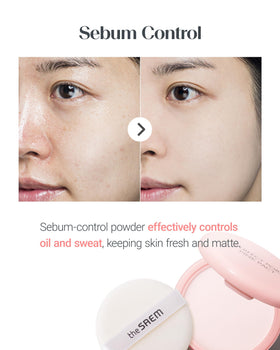 THESAEM close-up of powder texture showing fine milled particles for smooth finish