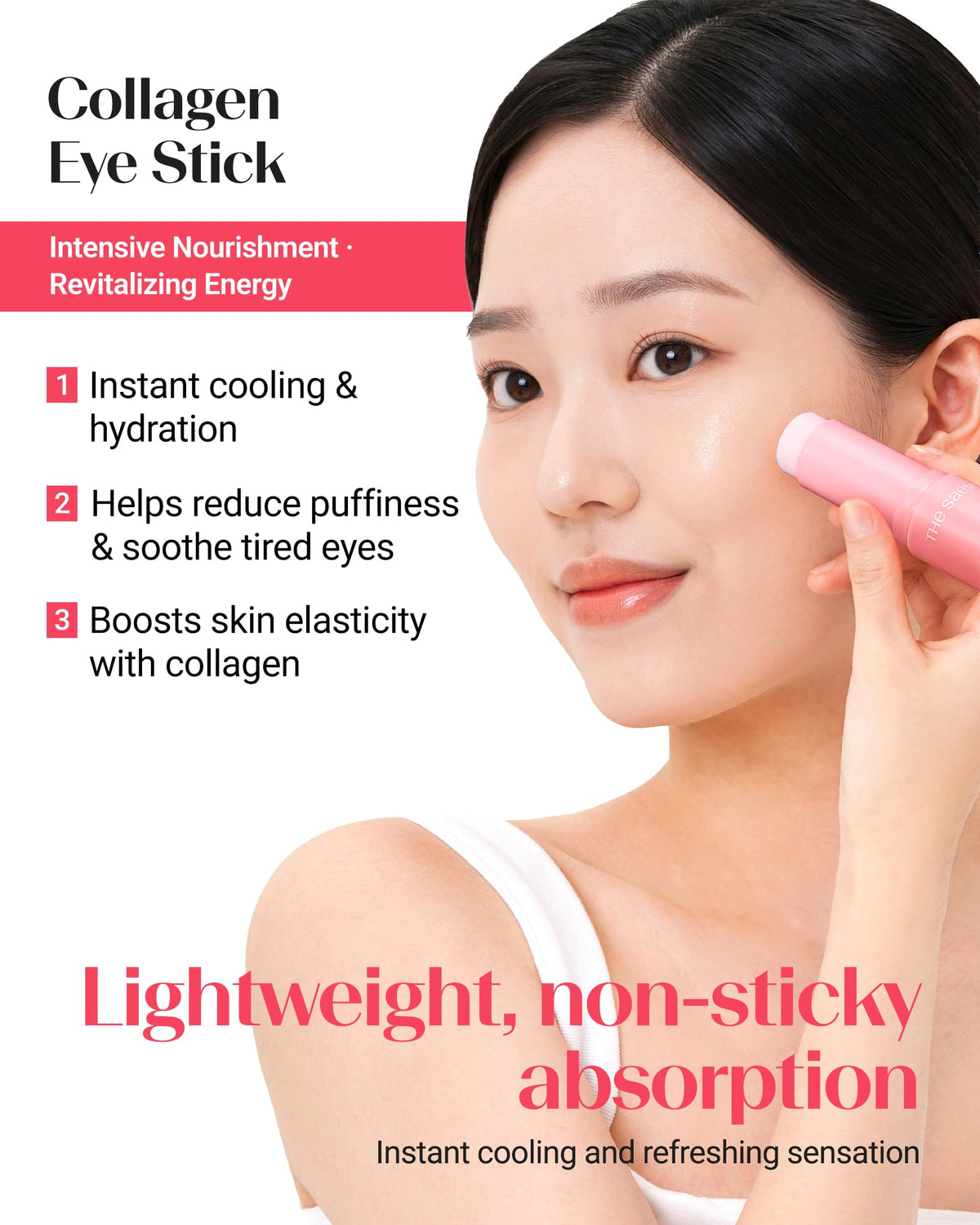 THESAEM balm texture on fingertip showing lightweight, non-greasy feel