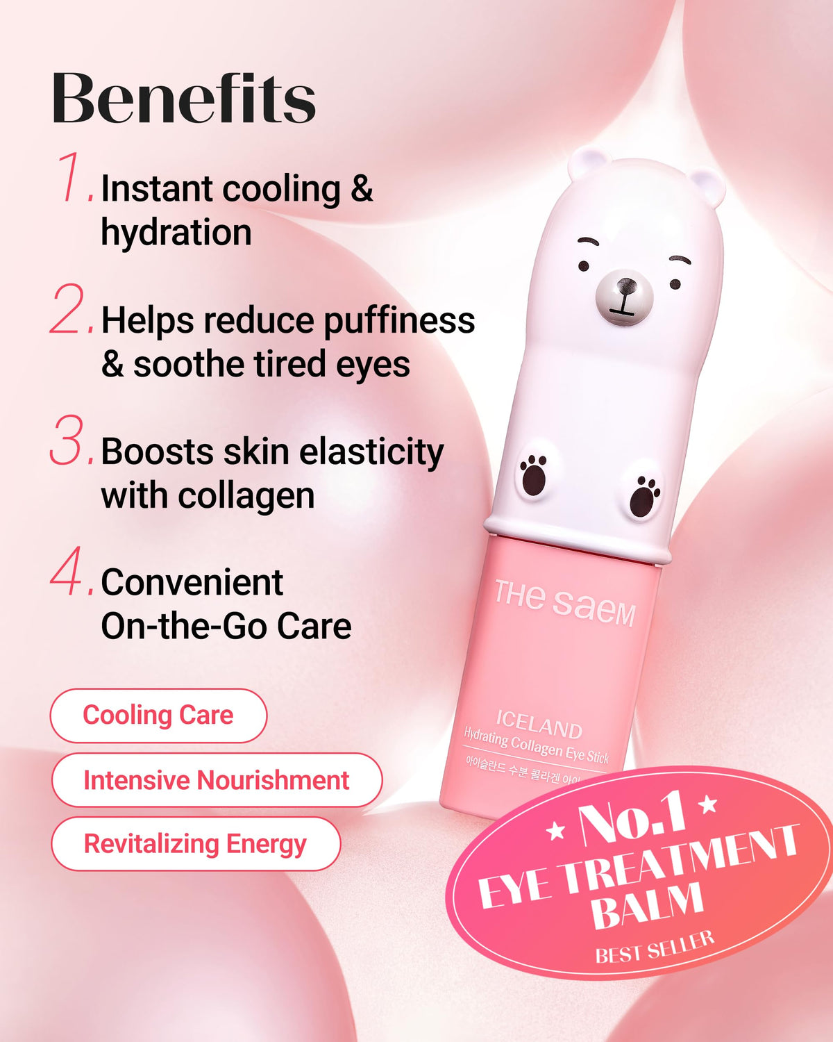 THESAEM stick texture glistening on fingertip highlighting lightweight moisturizing finish