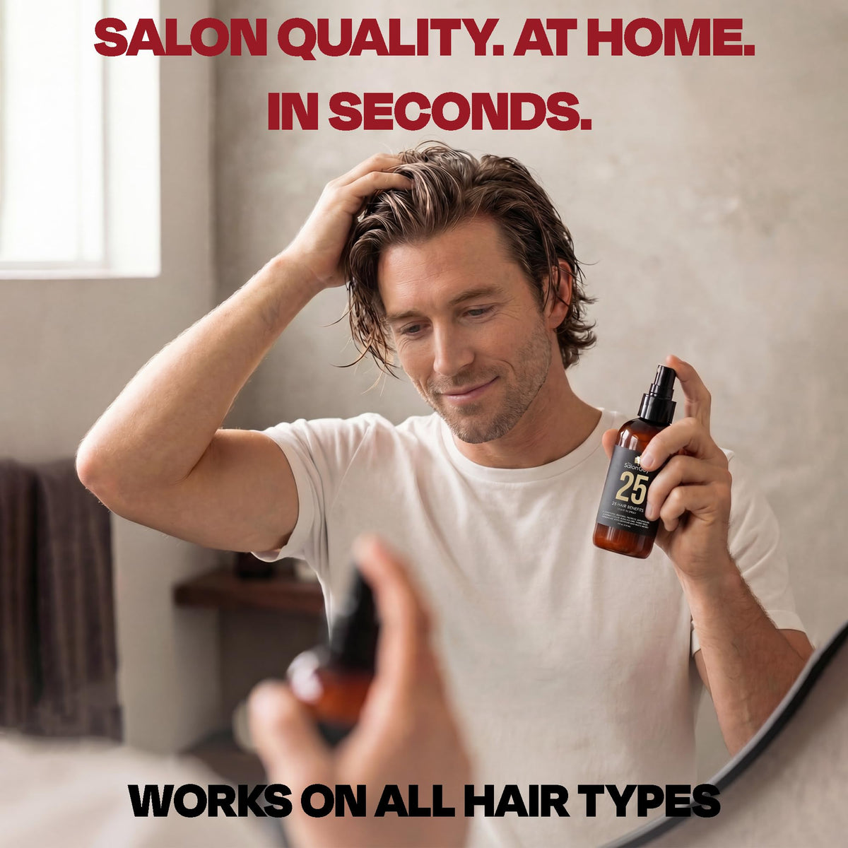 THESALONGUY label close-up highlighting collagen keratin biotin benefits