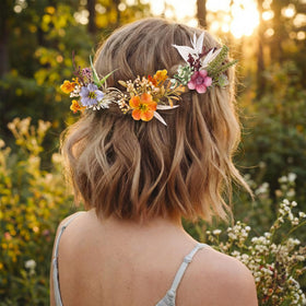 Thiccywoov clip tucked in bridal bun, elegant ceremony-ready look