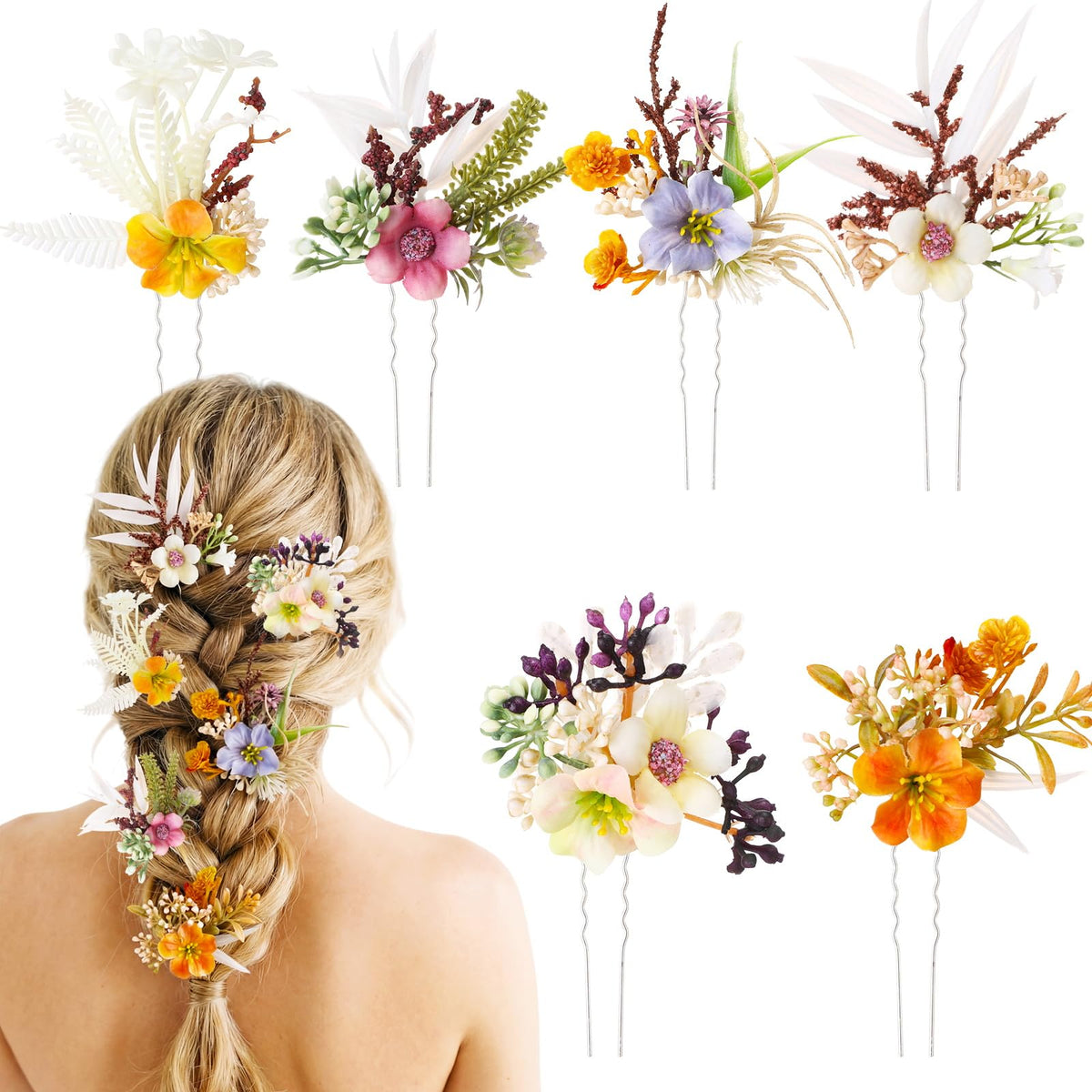 Thiccywoov front packaging showing six colorful flower clips, easy styling