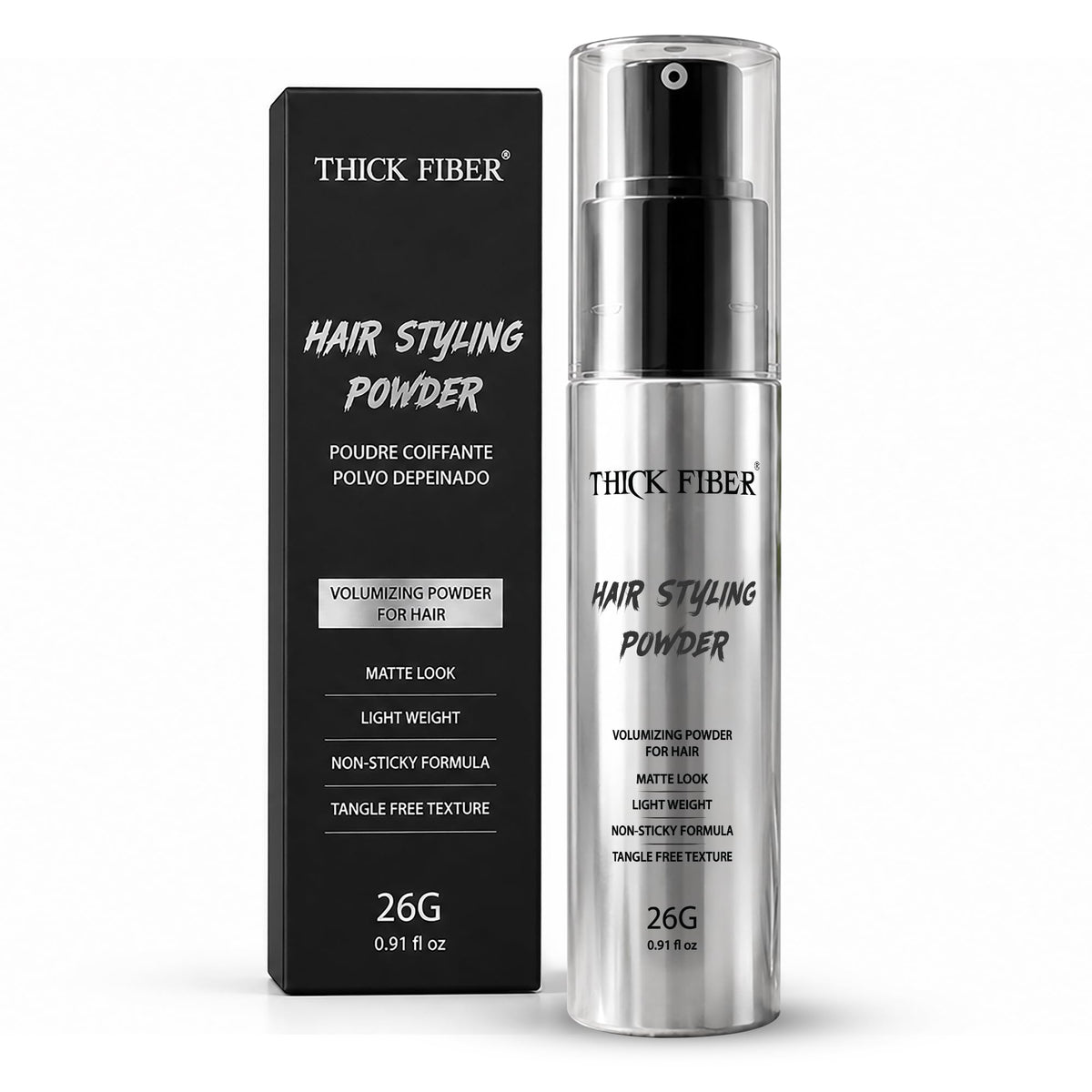 Thick Fiber front packaging showing compact 26g bottle and benefits