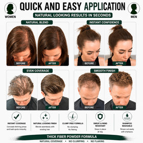 THICK FIBER being applied to scalp to conceal sparse areas benefit