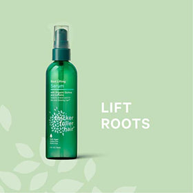 Thicker Fuller Hair serum being applied at roots to boost lift and improve styling hold