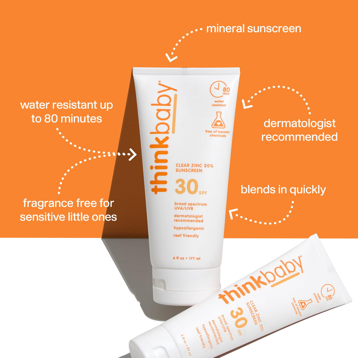 Think baby clear lotion texture close-up highlighting fast absorption
