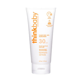 Think baby front label showing SPF 30 and clear mineral protection