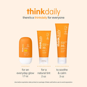 THINK thinkdaily size comparison next to passport showing travel-friendly 1.7 oz convenience