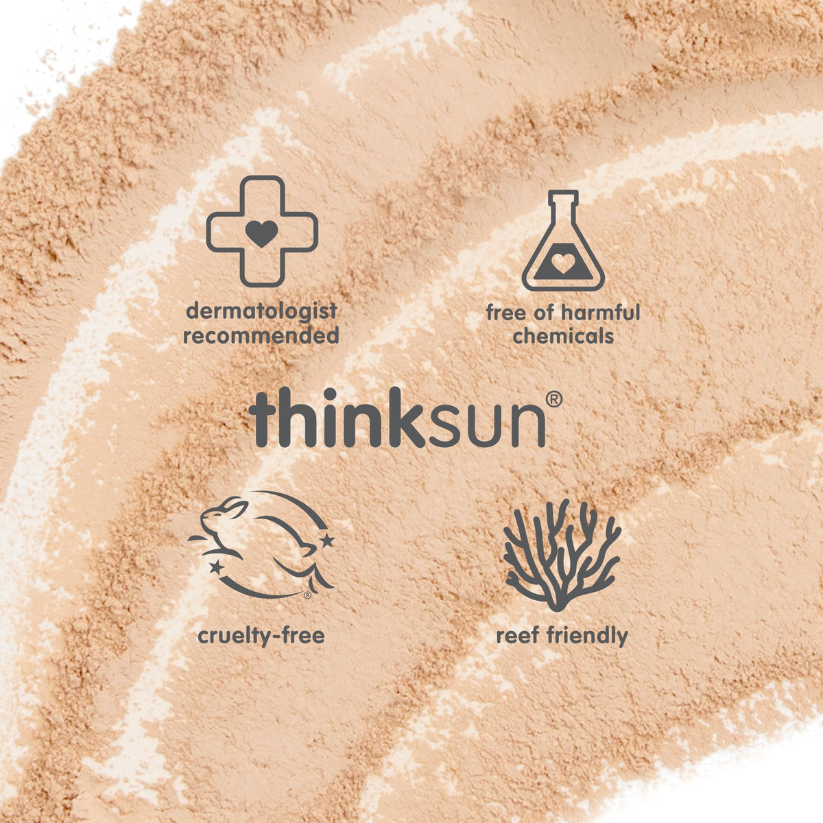 THINK applying brush-on sunscreen to child's cheek for easy reapplication