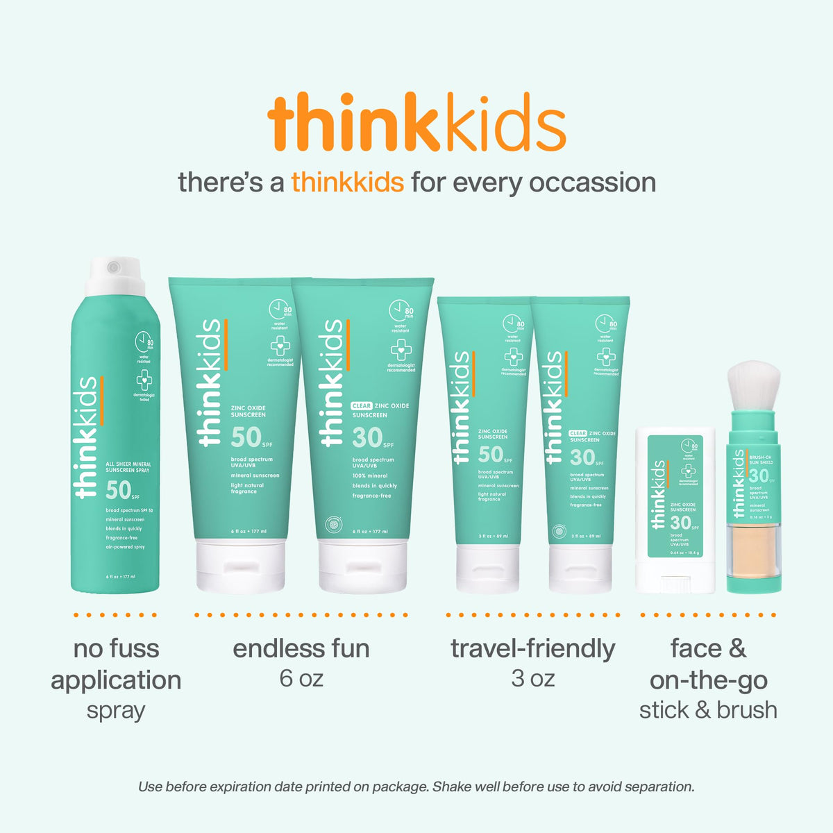 THINK label and ingredients listing zinc oxide and nourishing additives