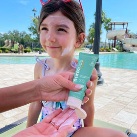 think brand clear lotion texture demonstrating fast absorption