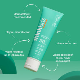 THINK Thinkkids lotion texture close-up illustrating smooth, non-greasy mineral finish