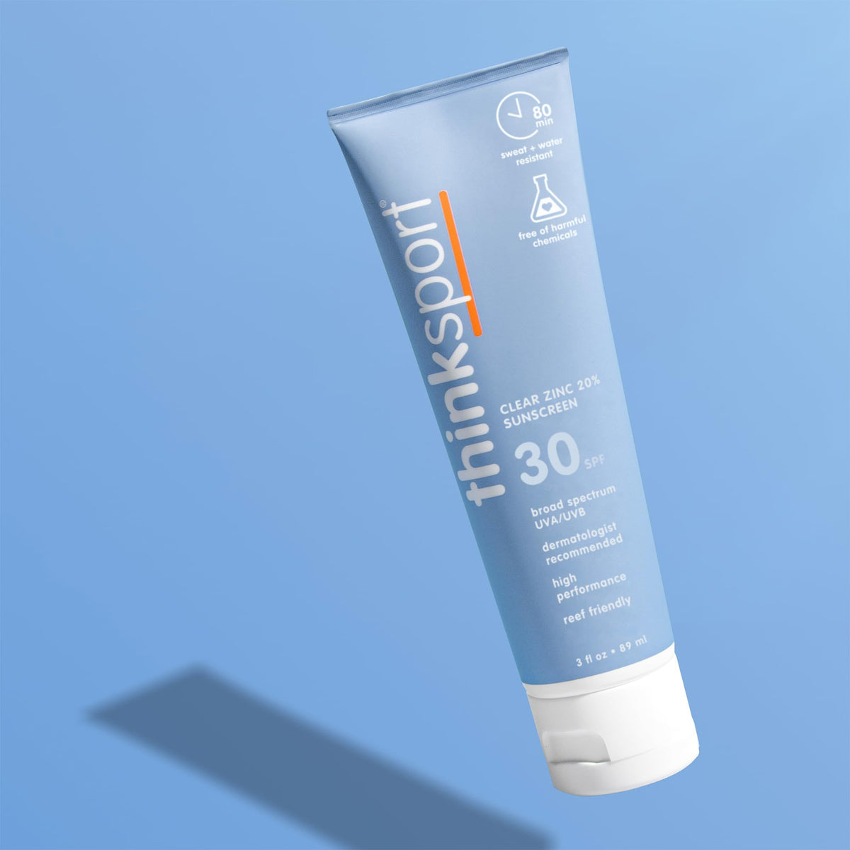 Thinksport being applied to a sporty face for sweat-resistant protection