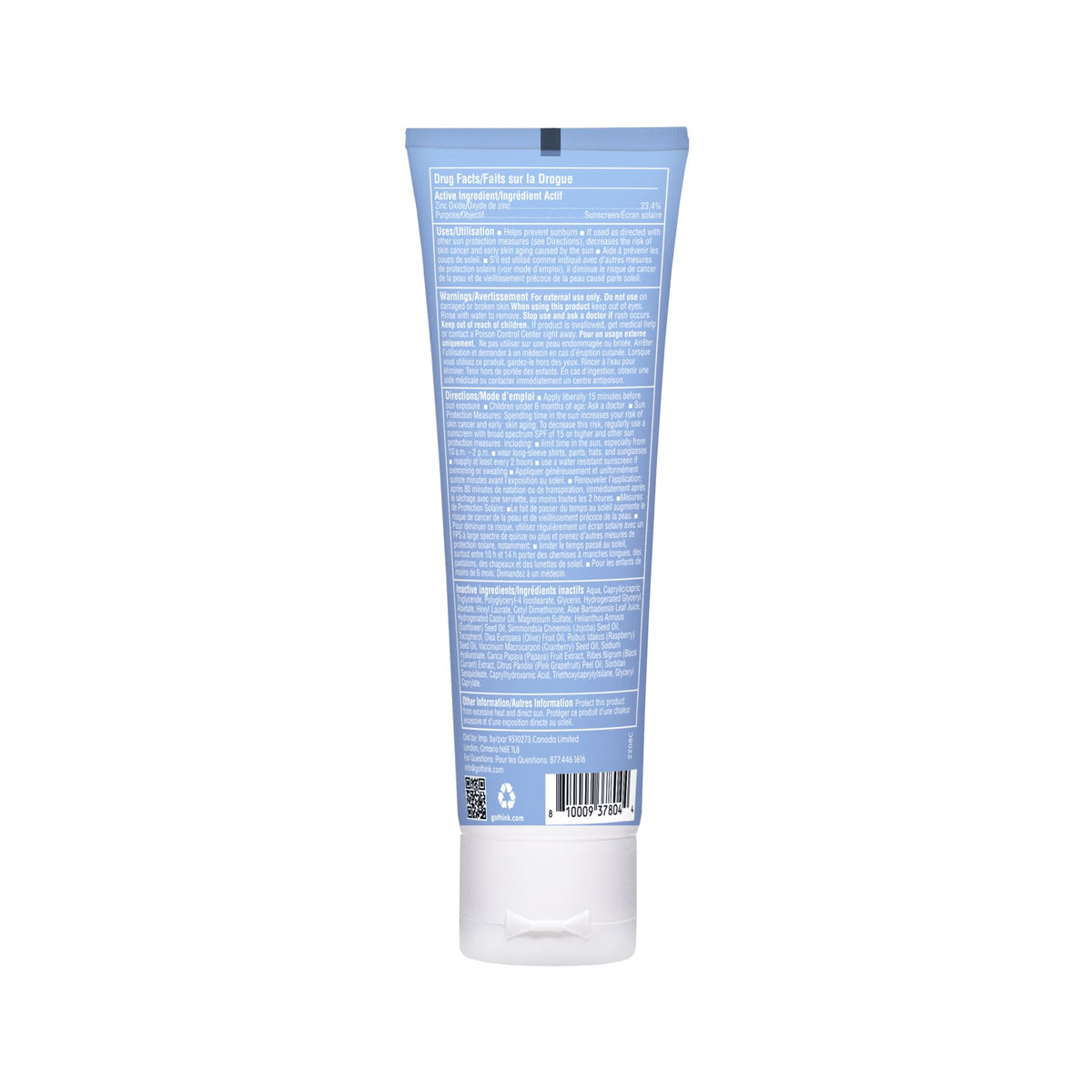 Thinksport clear zinc texture spread on skin highlighting non-nano mineral finish