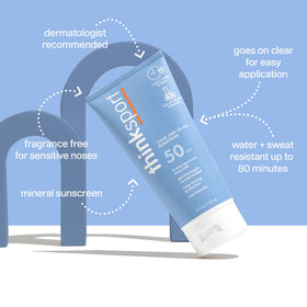 Thinksport lotion texture close-up demonstrating easy spread and moisturizing benefit