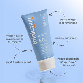 Thinksport pump top close-up highlighting easy one-handed dispensing benefit