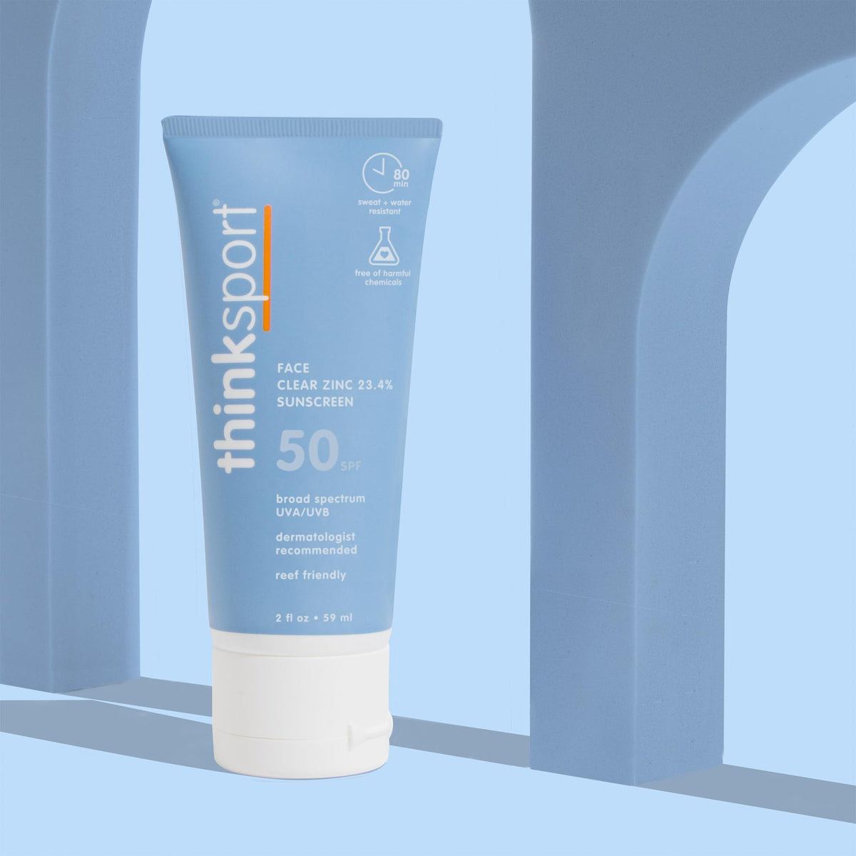 Thinksport lotion texture close-up highlighting non-greasy finish and smooth coverage