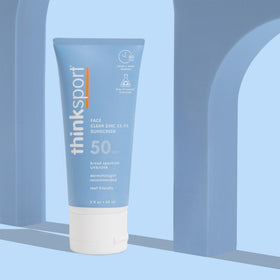 Thinksport lotion texture close-up highlighting non-greasy finish and smooth coverage