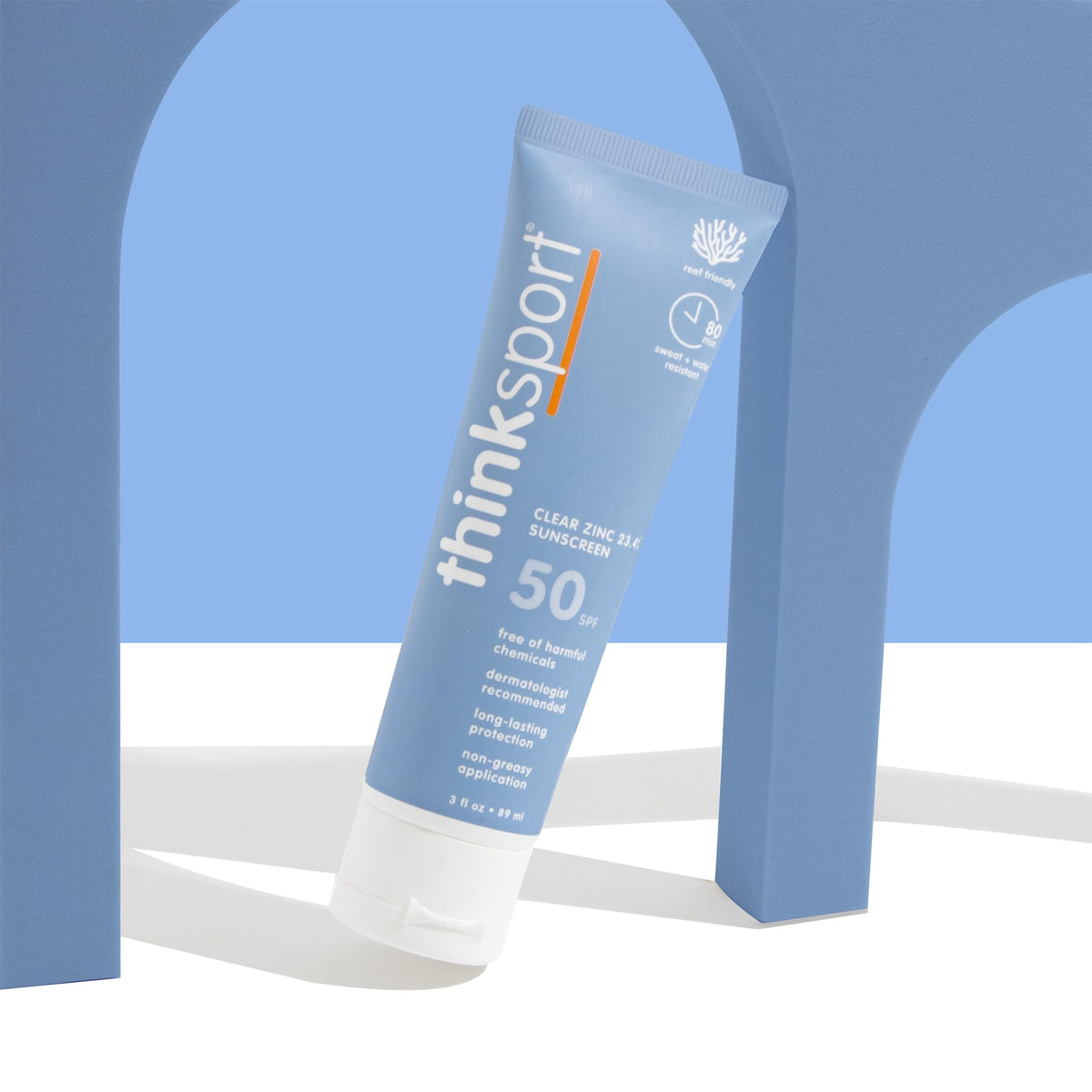 Thinksport tube inside a travel bag illustrating compact, on-the-go sunscreen