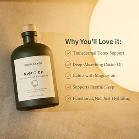 Third Layer castor oil pouring from bottle, demonstrates rich silky texture