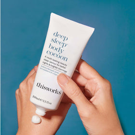 THISWORKS tube on bedside table illustrating nightly ritual and calming sleep aid