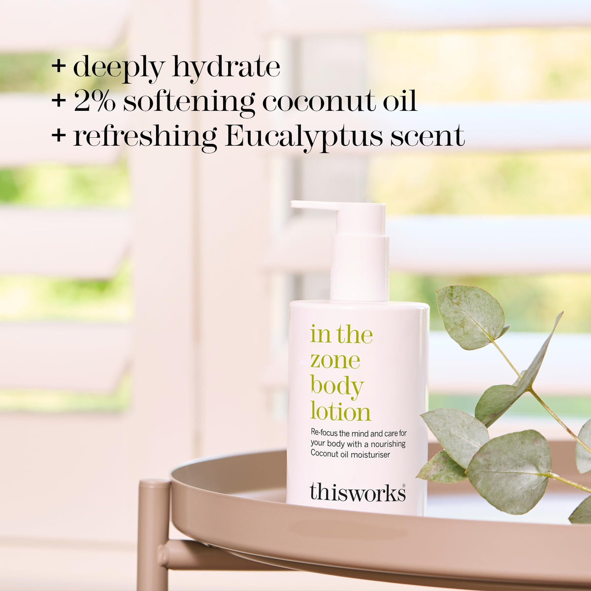 THISWORKS 300ml size comparison beside everyday items to show bottle scale