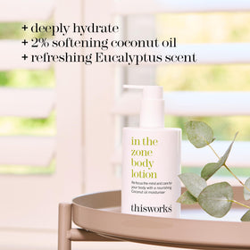 THISWORKS 300ml size comparison beside everyday items to show bottle scale