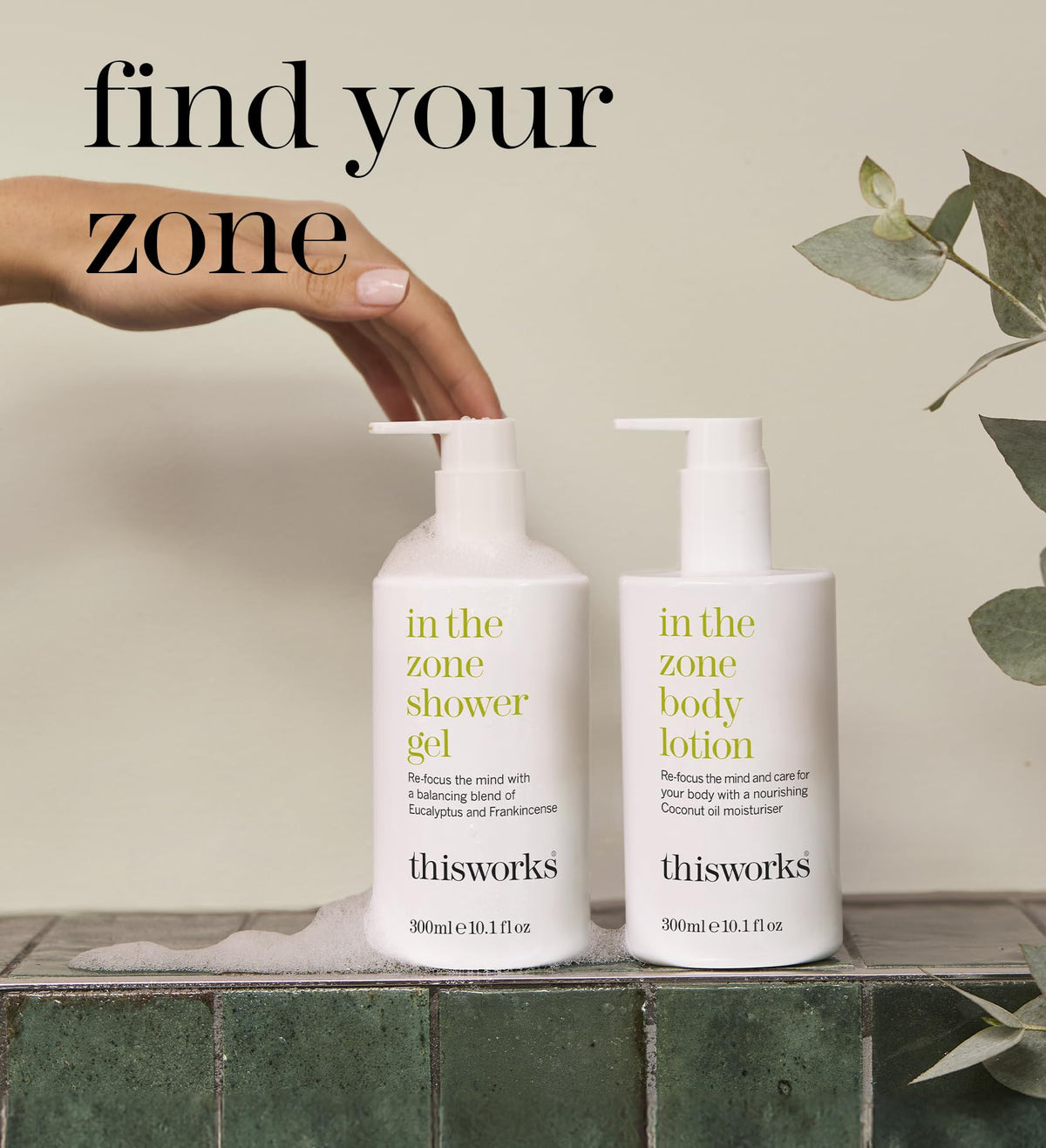 THISWORKS lifestyle bathroom scene showing product enhancing morning routine