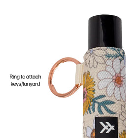 Thread Wallets Blossom attached to keys demonstrating easy carry and instant reach