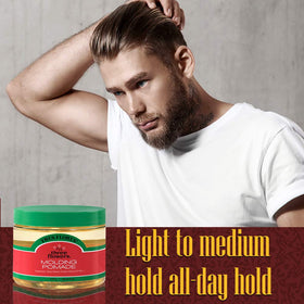 Three Flowers pomade on hands demonstrating easy application and control