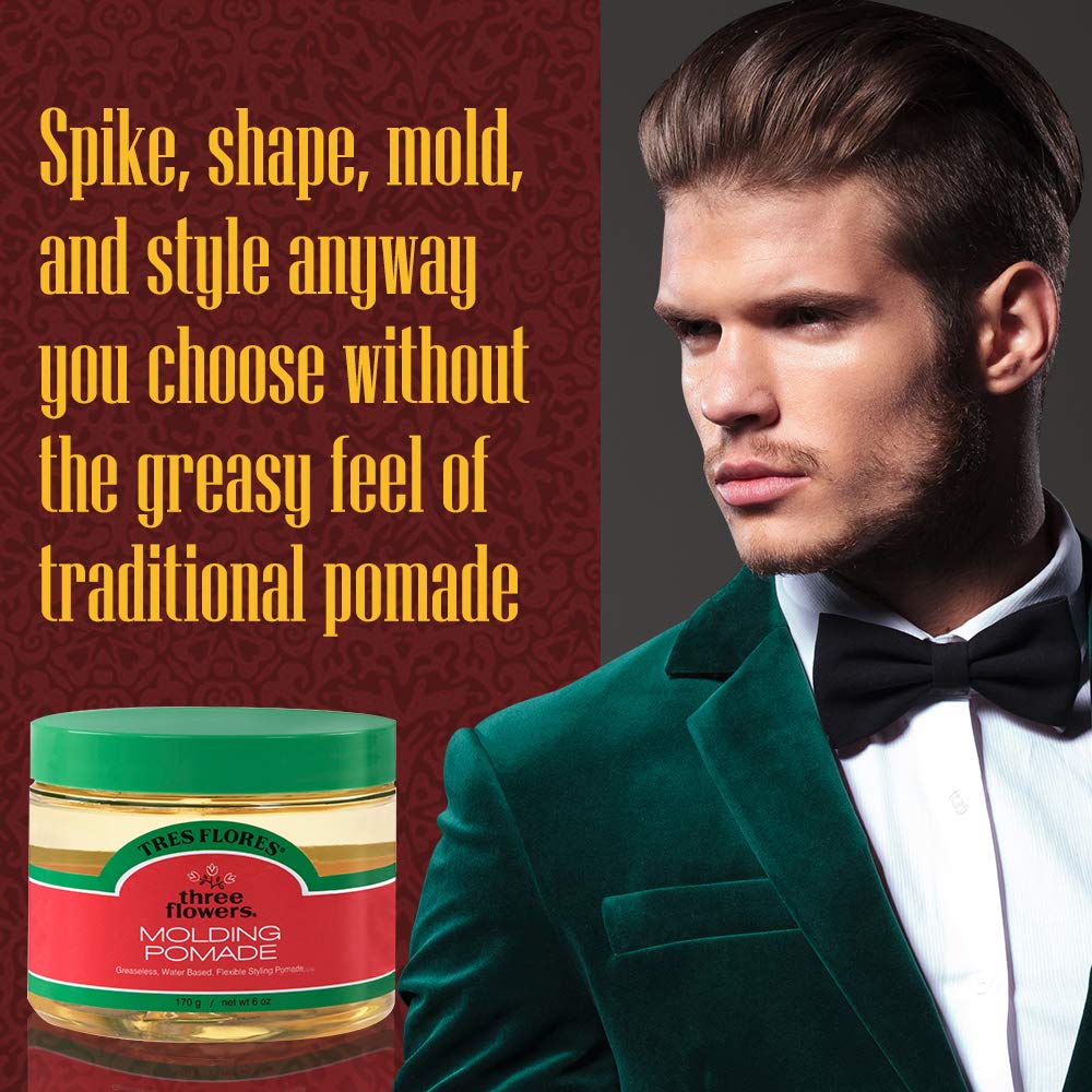 Three Flowers styled pompadour showcasing firm yet flexible hold