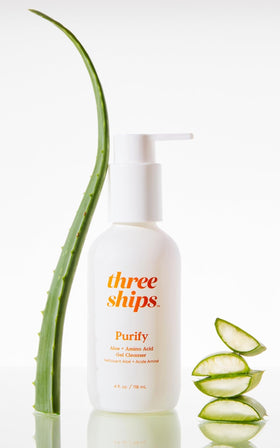 Three Ships with aloe plant representing 20% aloe juice soothing benefits