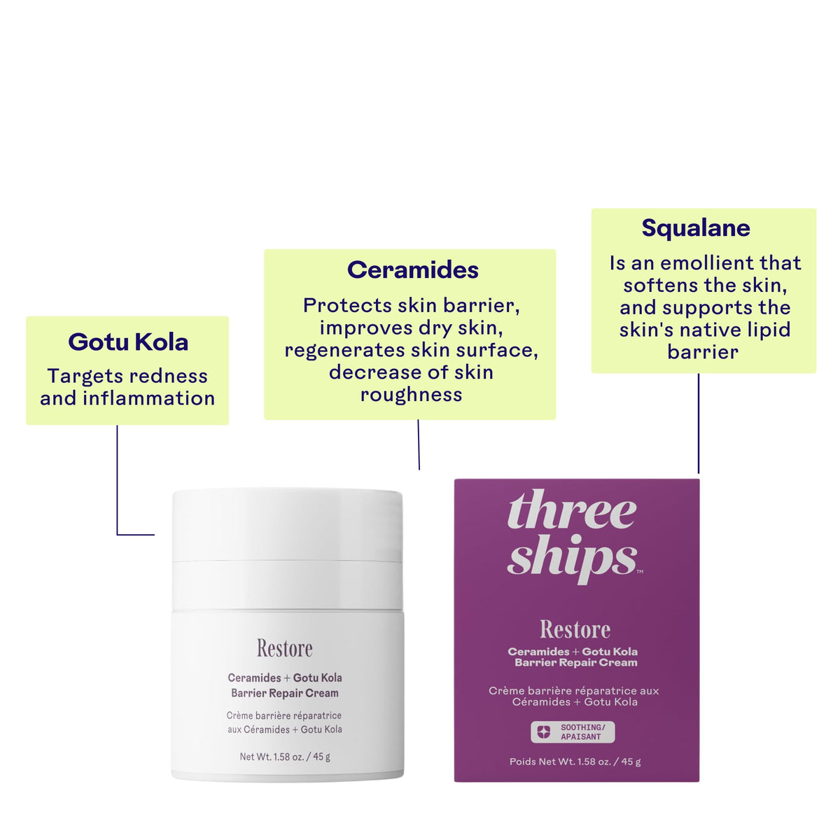 Three Ships applying cream to face demonstrating layering under makeup benefit