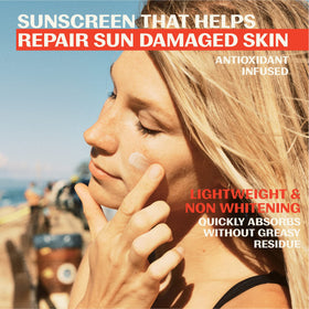 Thrive Natural Care body sunscreen rubbed on arm showing durable water-resistant coverage
