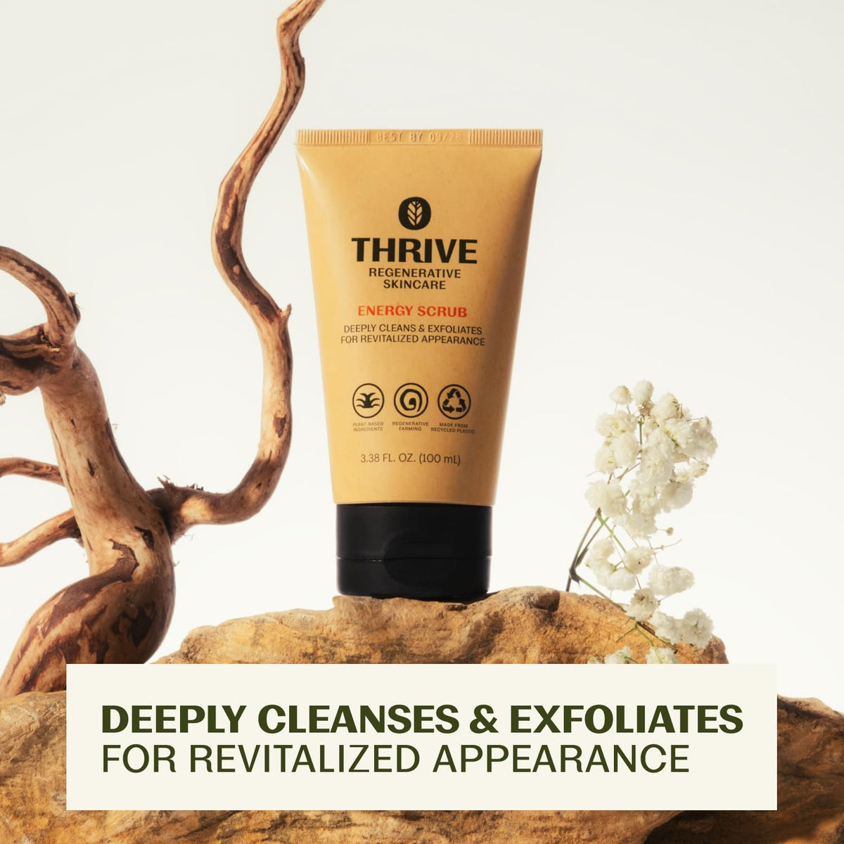 Thrive Natural Care macro of jojoba and carnauba beads showing gentle polish