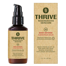 Thrive Natural Care front packaging showing SPF 30 and benefits
