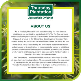 Thursday Plantation cream next to a ruler showing 3.5 ounce scale for travel-ready first aid