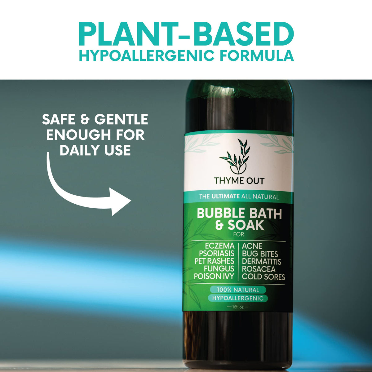 Thyme Out pouring under running water demonstrating easy foaming action