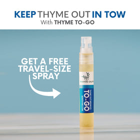 Thyme Out mist spraying onto face for instant hydration and refreshing feel