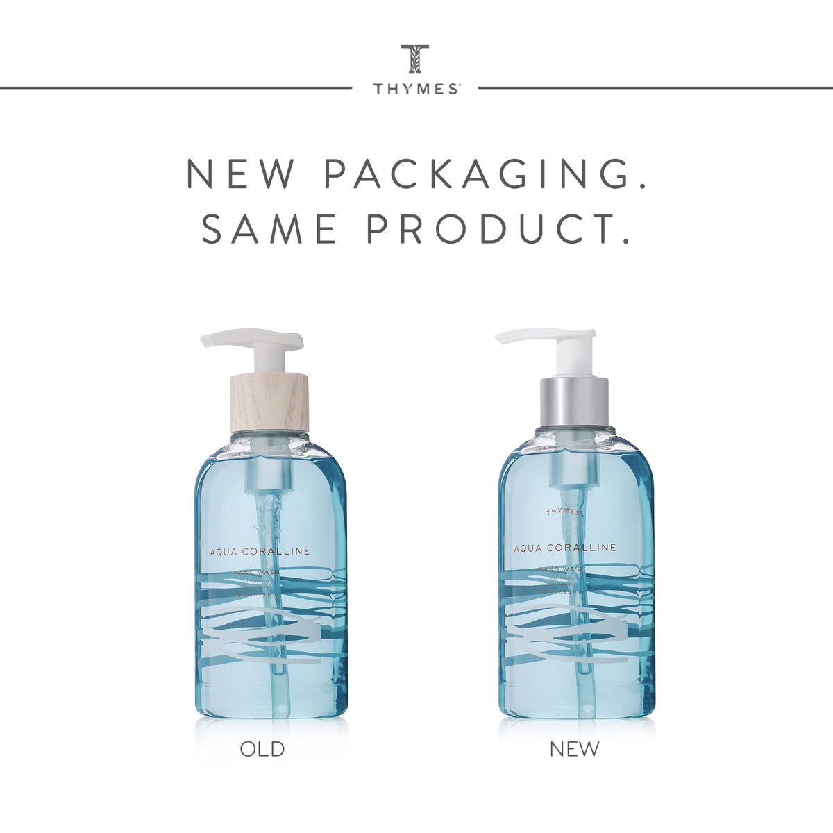 Close-up of Thymes label detail highlighting scent and gentle formula benefits