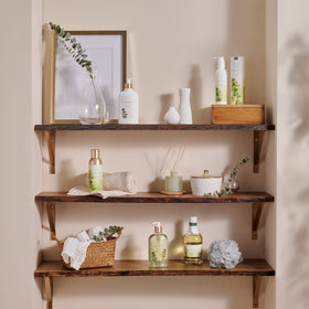 Thymes eucalyptus on bathroom shelf lifestyle showing everyday refreshment and aroma