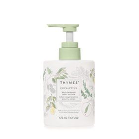 Thymes eucalyptus front bottle showing clean packaging and easy pump benefit