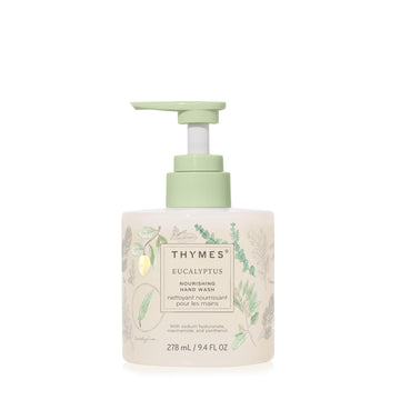 Thymes front bottle view showing eucalyptus scent and elegant packaging