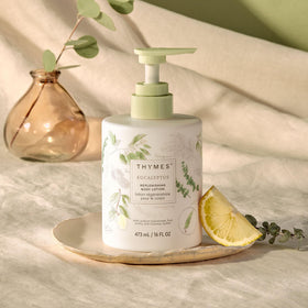 Thymes eucalyptus pump close-up highlighting user-friendly dispensing and convenience