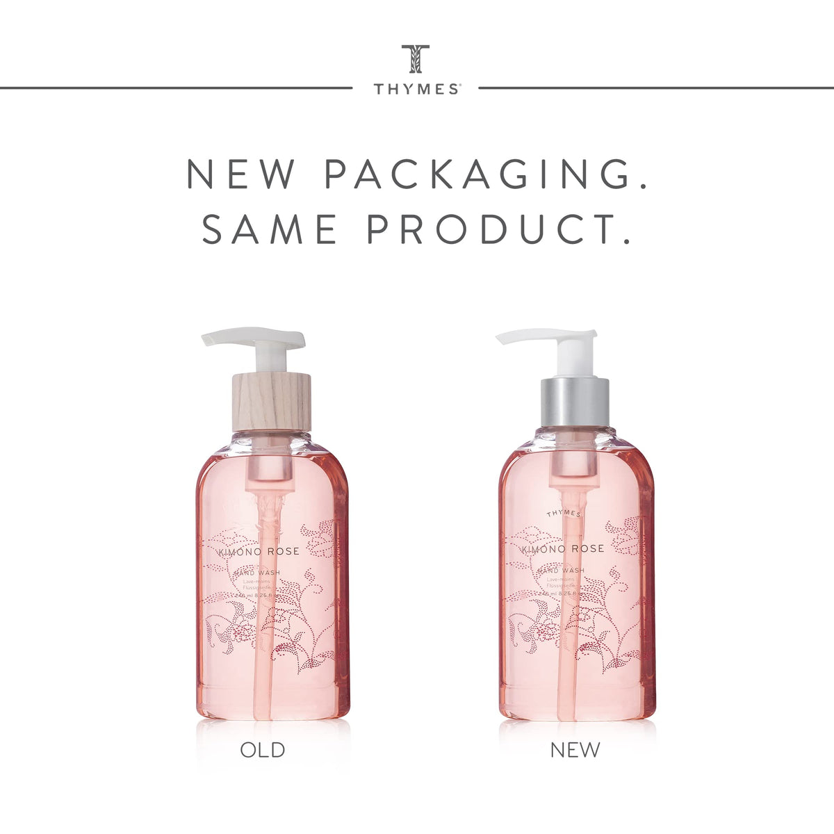 Thymes pump dispensing creamy lather demonstrating quick, convenient use and controlled portioning