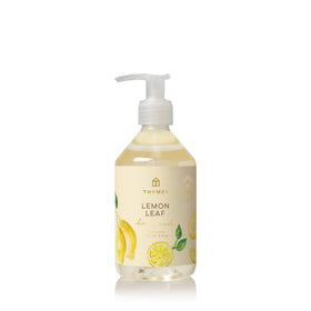 Thymes lemon leaf front packaging showing bottle and pump, displays freshness benefit
