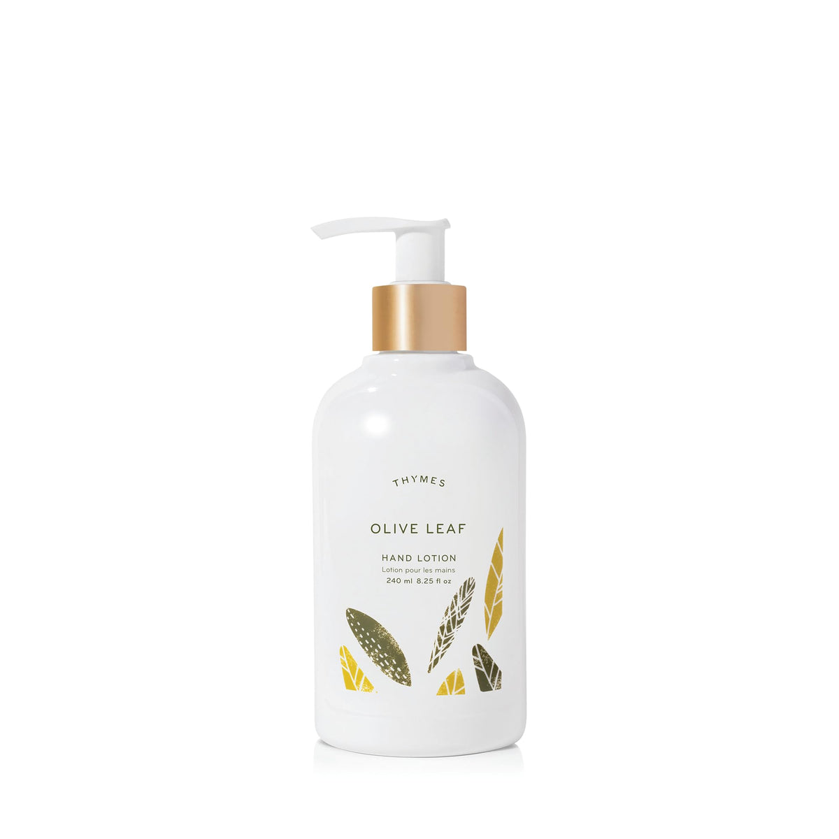 Thymes Olive Leaf front tube showing label and 8.25 fl oz, hydrating moisturizer