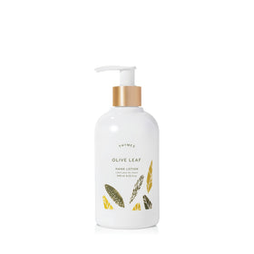 Thymes Olive Leaf front tube showing label and 8.25 fl oz, hydrating moisturizer
