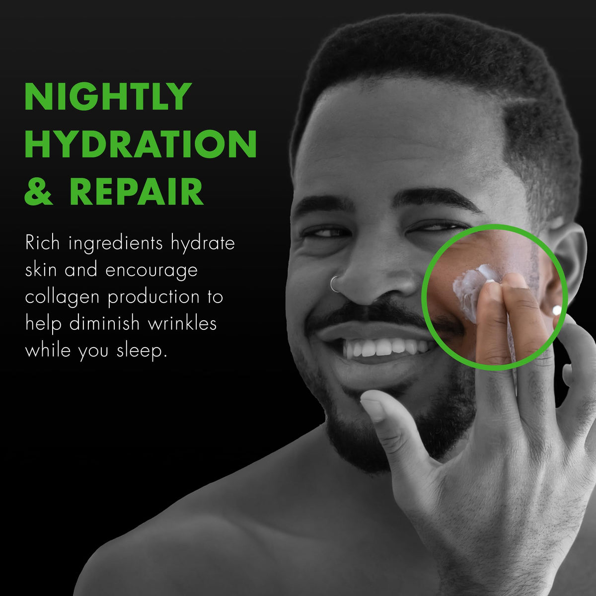 Tiege Hanley cream on hand being spread for easy nightly application