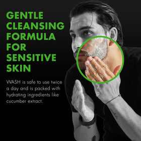 Tiege Hanley foam texture on hand showing gentle lather and hydration